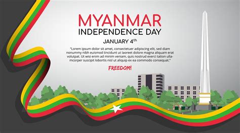 Myanmar independence day background with independence monument and ...