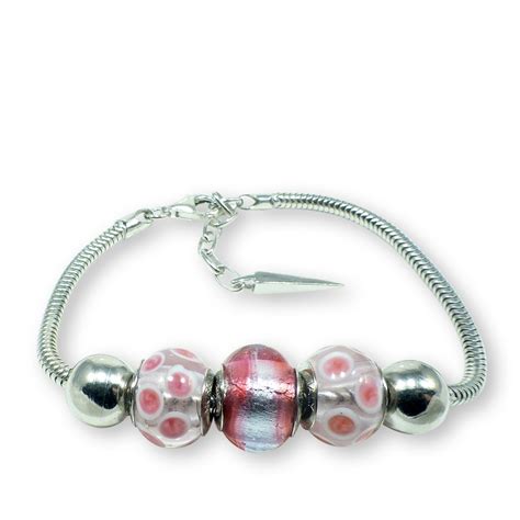 Murano Glass Charm Bracelet in Silver - Genoa