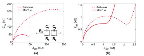 Nyquist plots obtained for the reference device (a) in all the... | Download Scientific Diagram