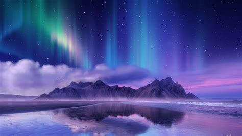 1360x768 Resolution Aurora Borealis Near Sea Desktop Laptop HD ...