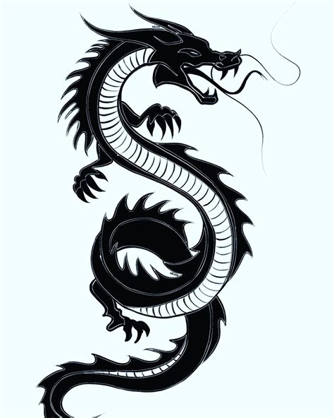 Black Chinese dragon temporary tattoo | Etsy