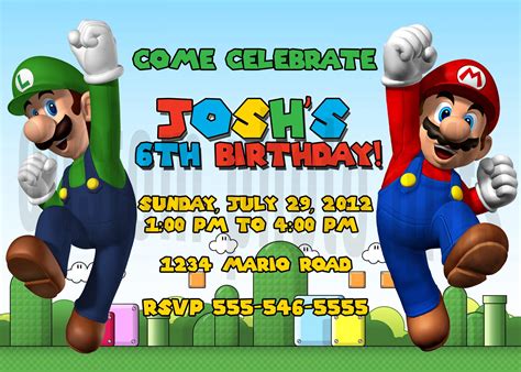 Free Template Super Mario Bros Birthday Invitations - Printable ...