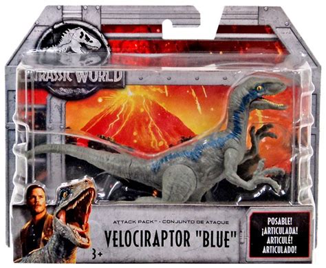 Jurassic World Fallen Kingdom Attack Pack Velociraptor Blue Action Figure Mattel - ToyWiz