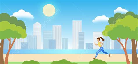 Park Running City Morning Cartoon Style Background, Park, Cartoon Style ...