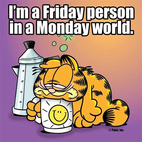 Garfield - I'm a Friday person in a Monday world. | Facebook | Monday humor, Monday memes ...