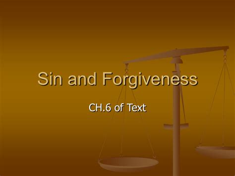 Sin and Forgiveness