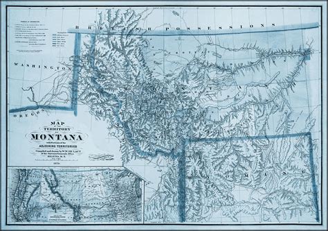 Antique Map Territory of Montana 1870 Cool Blue Photograph by Carol ...