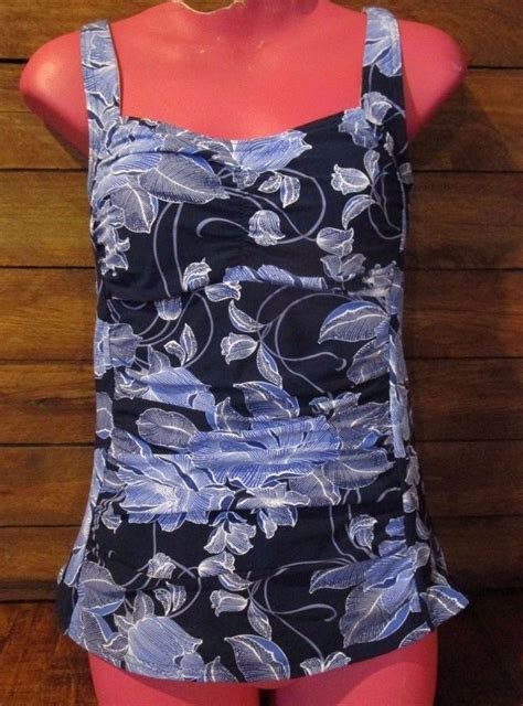 Lands' End Women's Shaping Princess Tankini Top Size 6 Swimwear Multicolor Blue | Tankini top ...