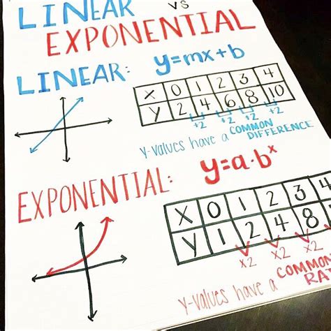 Linear Exponential Anchor Charts | Exponential functions, Graphing linear equations, Math ...