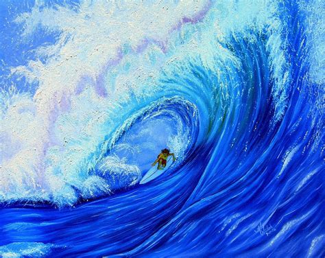 Surfing The Wild Wave Painting by Kathern Welsh