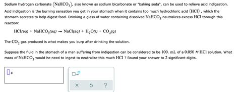 Solved Sodium hydrogen carbonate (NaHCO3), also known as | Chegg.com