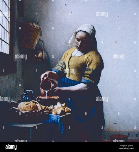 The Milkmaid, painting by Dutch artist Johannes Vermeer, 1658 Stock ...