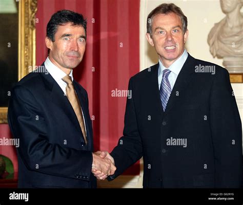 Danish Prime Minister Anders Fogh Rasmussen greeted by British Prime ...