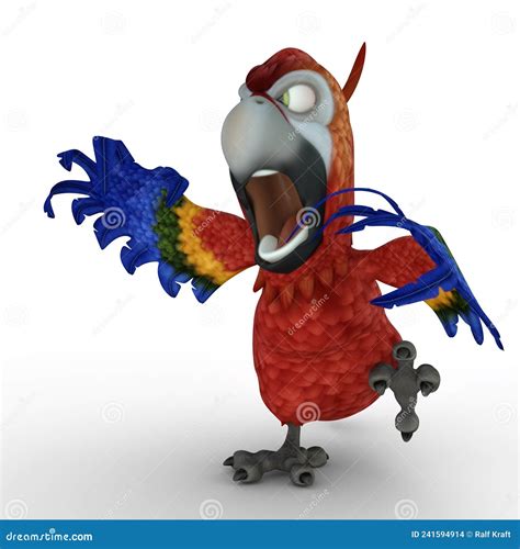 3D-illustration of a Cute and Funny Angry Cartoon Parrot Stock Illustration - Illustration of ...