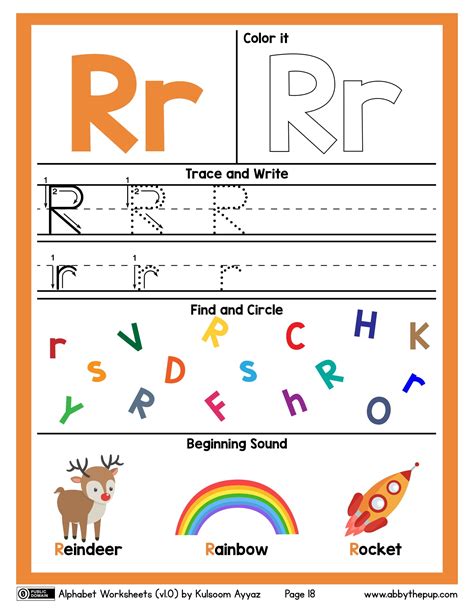 English - Preschool: Tracing Letter R Worksheet 18 - Worksheets Library