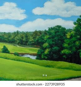 Golf Course Landscape Oil Painting Realistic AI-generated image ...