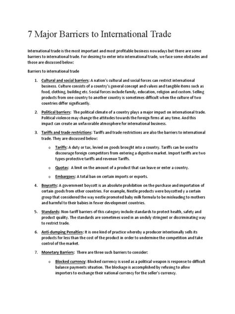 Barriers To International Trade | PDF | Foreign Exchange Market | Tariff