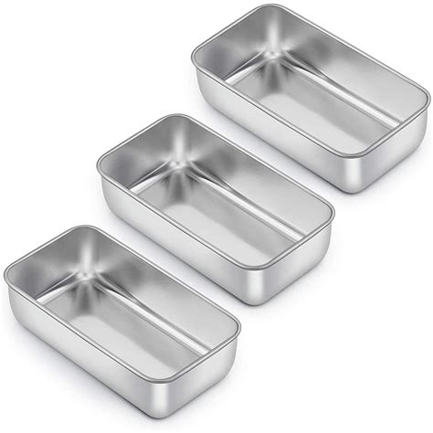 Loaf Pan Set of 3, VeSteel 9x5 Inch Bread Pans, Stainless Steel Loaf Toast Baking Pans For Bread ...