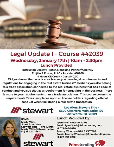 Legal Update I - Lunch Provided, Stewart Title of North Texas - Clearfork, Fort Worth, 17 ...