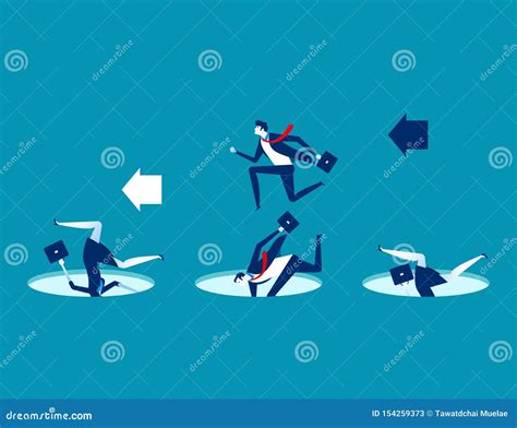 Leader Avoiding Pitfalls. Concept Business Vector Business Illustration Stock Vector ...