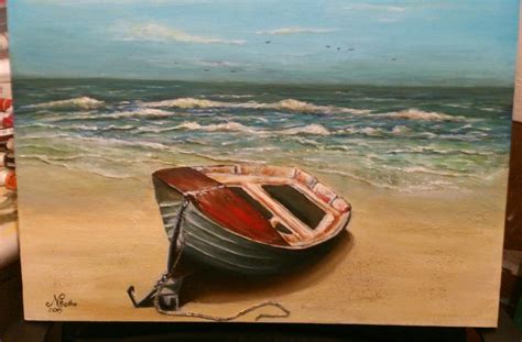 Row Boat On Sunny Shore, Realistic Painting for sale by Niklaas-1989 - Foundmyself