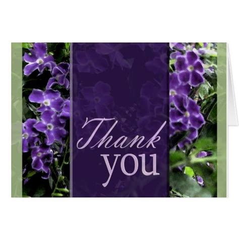 Purple flower thank you card | Zazzle