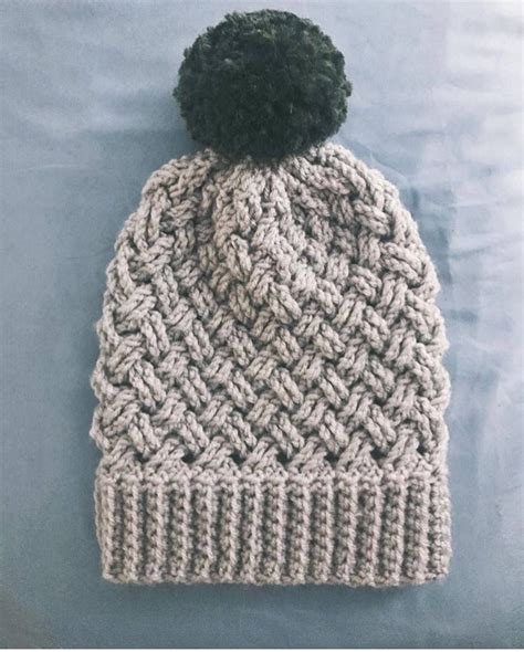 Aspen Basket Weave Beanie Crochet Pattern Intermediate Level Crochet Hat Pattern by WeavingWond ...