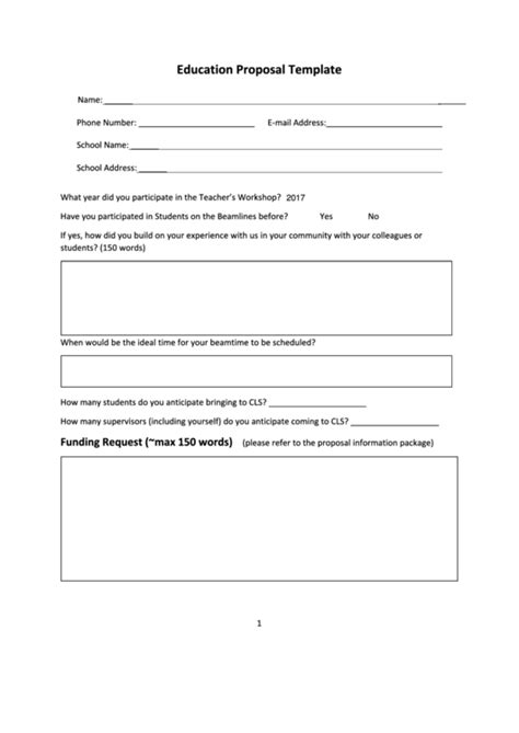 Fillable Education Proposal Template printable pdf download