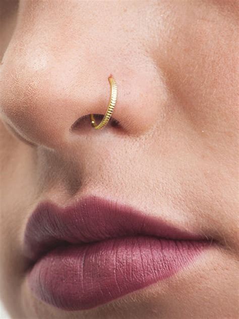 Gold Nose Ring Indian Nose Ring Nose Hoop Tragus Cartilage - Etsy Israel