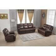 Betsy Furniture Bonded Leather Reclining Sofa Couch Set Living Room Set 8006 (Brown, Sofa ...
