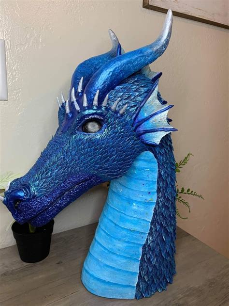 Paper Mache Dragon Head | Scary halloween decorations outdoor, Clay ...