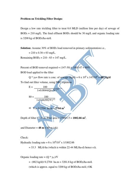 Unit III Trickling Filter Design | PDF