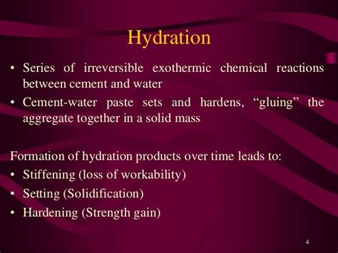 Hydration of cement