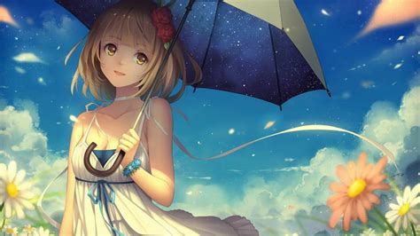 Kawaii Anime Girl with umbrella - backiee