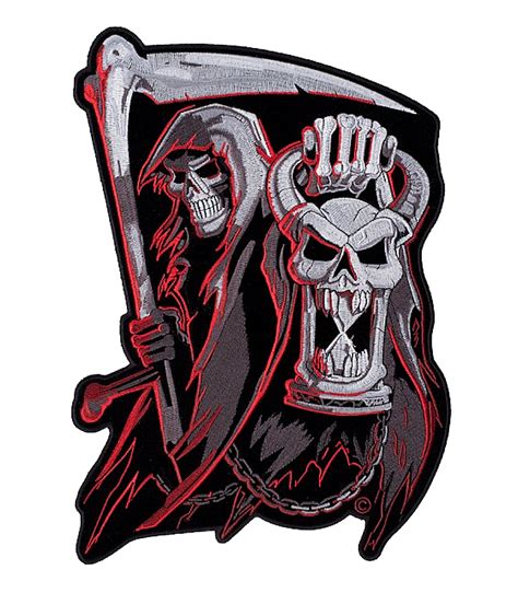 Grim Reaper Countdown To Death Hourglass Skull Biker Patch – Leather Supreme