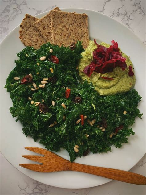 Curly Kale Salad w/ Lemon Tahini Dressing