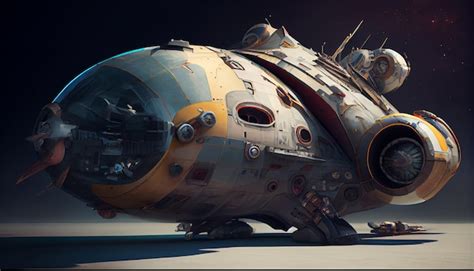 Premium AI Image | A concept art of a spaceship with a large cockpit and a large number of windows.