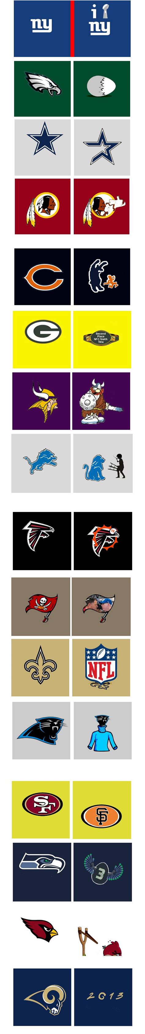 Snibbe: NFC midseason logo makeovers | Nfl funny, Football jokes, Football memes