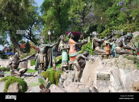 Sculptures, Indios, park at the Hill of Tepeyac, Basilica Guadalupe ...