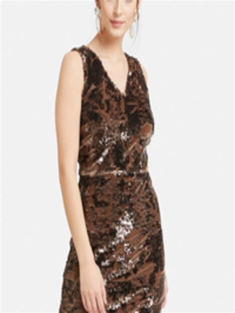 Buy Kazo Women Brown Sequin Embellished Sheath Dress - Dresses for Women 11107870 | Myntra