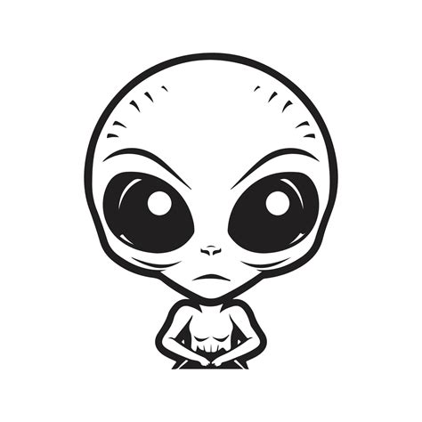 alien, logo concept black and white color, hand drawn illustration ...