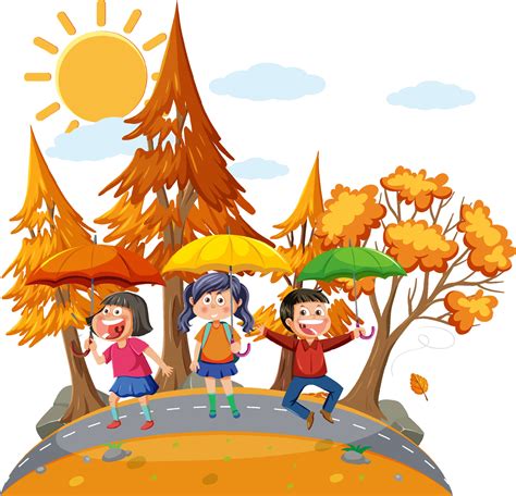 Autumn scene with cartoon character 11279427 Vector Art at Vecteezy