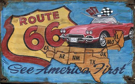 Vintage Route 66 Vette Sign