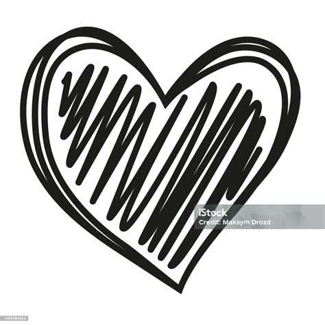 Hand Drawn Heart Scribble Heart Vector Icon Stock Illustration - Download Image Now - Cheerful ...