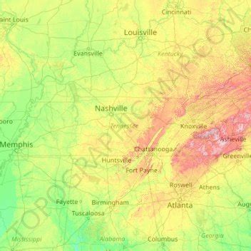 Tennessee topographic map, elevation, terrain