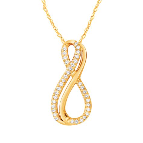 10K Yellow Gold Diamond Infinity Pendant | Charm Diamond Centres