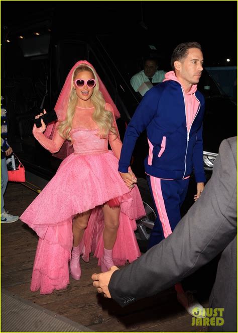 Paris Hilton Wears Bright Pink Wedding Dress For Carnival Celebration ...