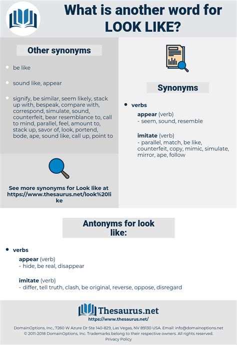 LOOK LIKE: 192 Synonyms and 25 Antonyms | Thesaurus.net