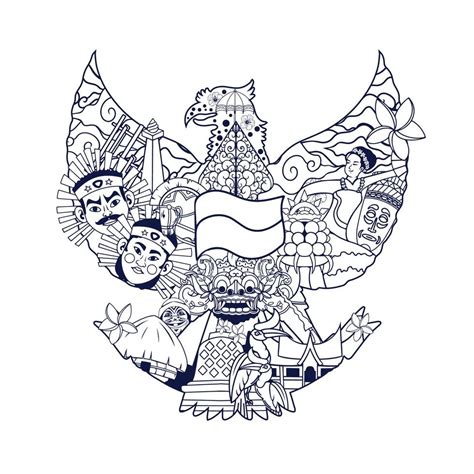 Garuda Pancasila Doodle Vector Art 14969604 Vector Art at Vecteezy