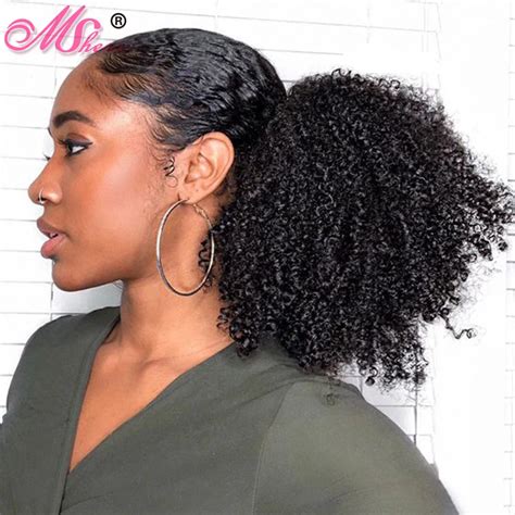 Aliexpress.com : Buy Afro Kinky Curly Ponytail For Women Natural Black Remy Hair 1 Piece Clip In ...